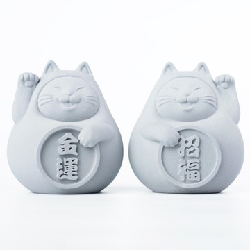 【泥研製所】清水灰 胖胖招財招福貓  (中) - 胖胖金運貓