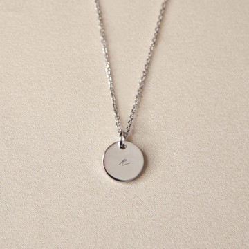 【Isha Jewelry】客製化刻字純銀項鍊_經典小圓牌(純銀色) | 專屬。禮物。獨一無二
