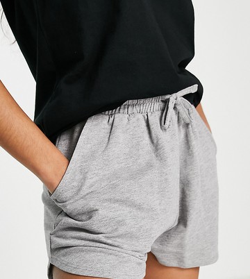 ASOS DESIGN Petite sweat runner short in cotton in grey marl - GREY