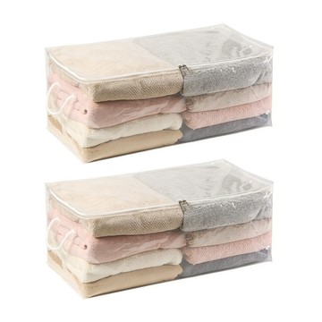 棉被衣物透明收納袋 大號2個 XL 立體收納袋 整理袋 大容量 防潮搬家 衣物打包袋【小麥購物】【P414】