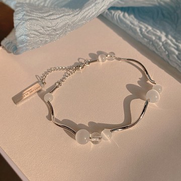 貓眼石波浪吊牌手鏈女夏ina小眾設計高級感手環年新款潮手鐲