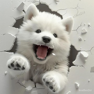 可愛破洞狗立體貼畵網紅防水自粘墻麵玻璃汽車劃痕裝飾貼紙 OD4D