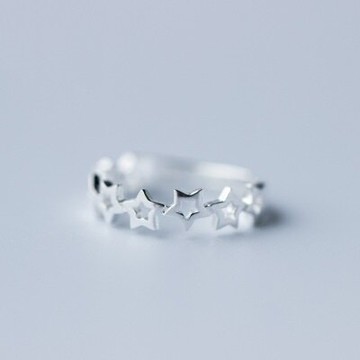 925純銀戒指開口戒-唯美氣質鏤空星星七夕情人節禮物女飾品73dt396【獨家進口】【米蘭精品】