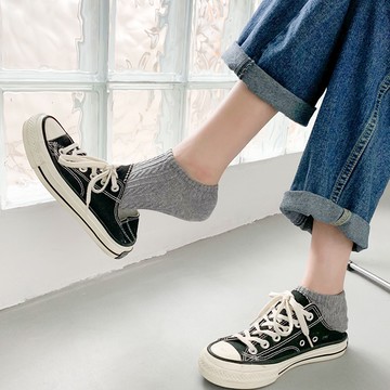 女襪 純色女襪 短襪 薄款 運動襪 簡約ins 日系麻花短筒船襪 低腰襪