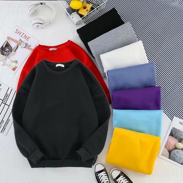 素色長袖T恤 M-3XL 素T 素面 oversize 大學T 大學T 寬鬆 保暖t恤 百搭內刷毛t 圓領t 簡約學院風