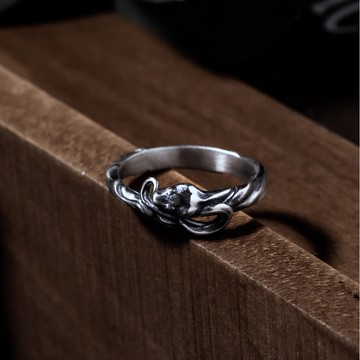 【JK銀飾】銜尾蛇／925純銀-戒指