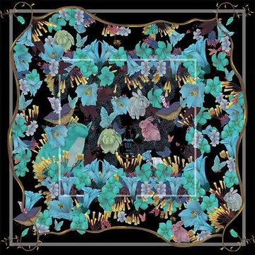 客製化禮物森林萌兔大方形絲巾連絲巾扣高貴禮盒