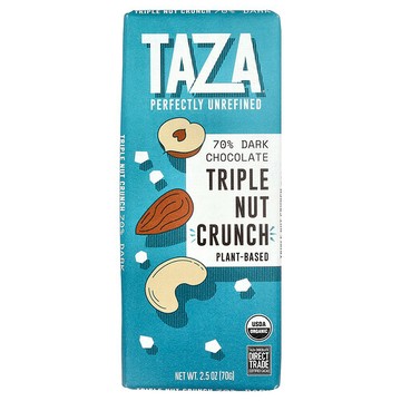 Taza Chocolate, 70% 黑巧克力，三重漿果脆，2.5 盎司（70 克）