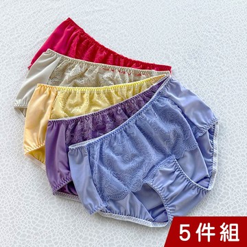 SWEAR 思薇爾 Panty小褲系列 M-XL 蕾絲 中低腰 平口 女內褲 5件組 (隨機出貨)