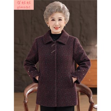 奶奶冬裝水貂絨外套60歲70中老年人媽媽春秋呢子大衣老人太太衣服