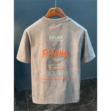 美式寬松短袖T恤男重磅潮流印花夏季上衣體恤休閑落肩半袖男衣服