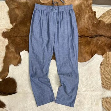 超薄 日單 棉麻材質 直筒男士松緊腰亞麻休閑長褲