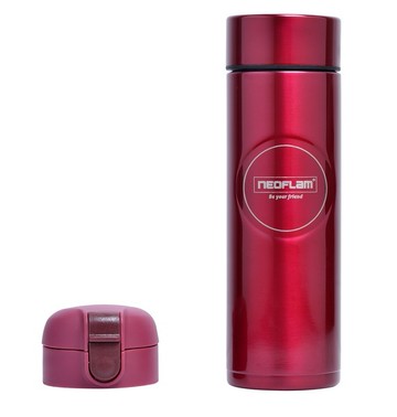 NEOFLAM天然陶瓷塗層不銹鋼304真空雙蓋保溫瓶510ML-紅