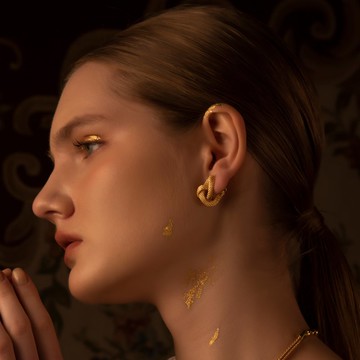 【品牌設計款最佳禮物】 璀璨凱旋金屬布耳環