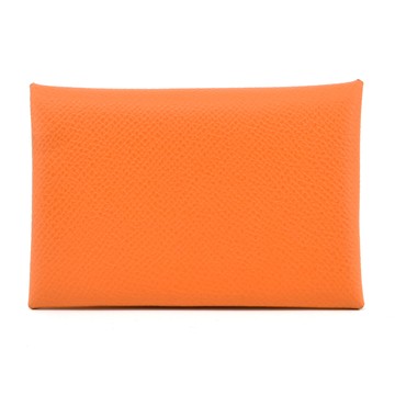 Hermes 愛馬仕 經典Calvi系列釦式名片/卡夾(I9杏橘)