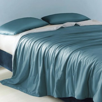 J-bedtime 床寢時光 素色石墨烯x天絲涼被床包枕套組 RMG7665M+S7665S-H  被子 + 床墊套 + 枕套組  平靜藍 + 灰色  單人