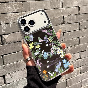 ✨iPhone手機殼✨春天小花適用蘋果17Promax手機殼鏡面iPhone16pro簡約15/14補妝13