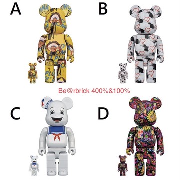 現貨 BE@RBRICK 400%&100% 安迪沃荷 x 巴斯奇亞 3代 抓鬼特攻隊 變形蟲 腰果花 塗鴉老鼠