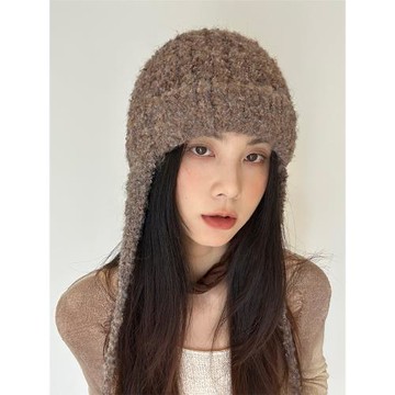秋冬帽子女可愛顯臉小針織雷鋒帽護耳毛線帽保暖毛絨馬海毛冷帽潮
