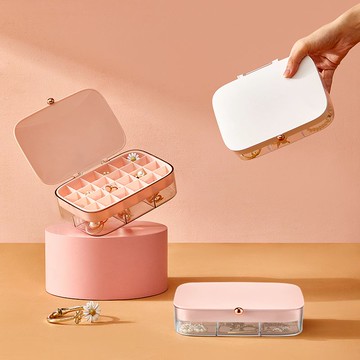 首飾收納盒耳釘耳環項鏈手鐲戒指分格多層便攜盒子防氧化珠寶盒子