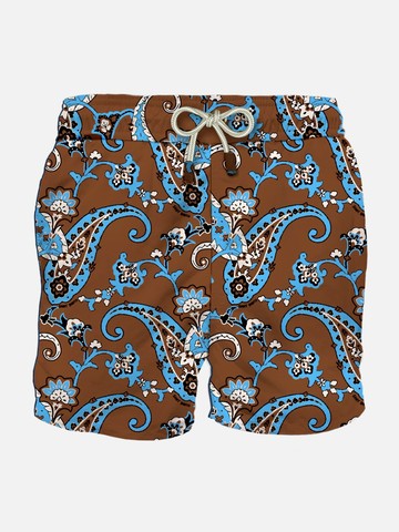 MC2 Saint Barth Man Linen Swim Shorts With Paisley Print
