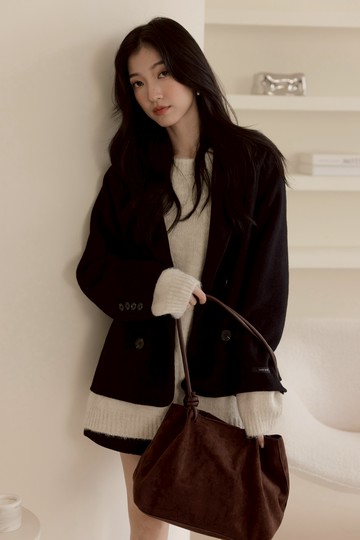 布朗尼麂皮絨子母包-附小包