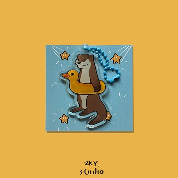 壓克力海獺海灘造型鑰匙圈