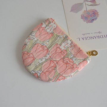 半圓零錢包 / 小收納包 / 鬱金香兔子
