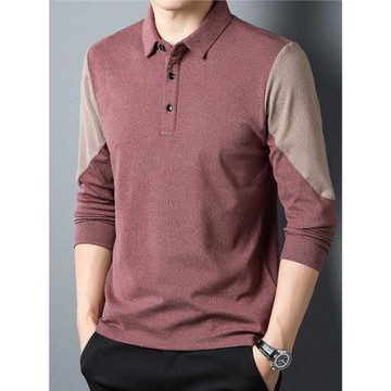 男士長袖t恤翻領中青年上衣體恤衫男打底衫寬松春秋時尚休閑衛衣