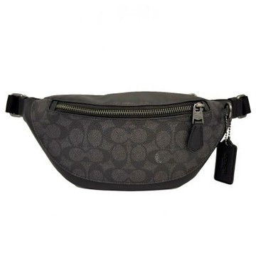 COACH C LOGO肩斜背男中性款兩用胸前腰包(小款-黑灰)