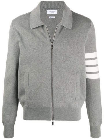 Thom Browne - 4-Bar zip-up bomber jacket - men - Cotton - 1 - Grey
