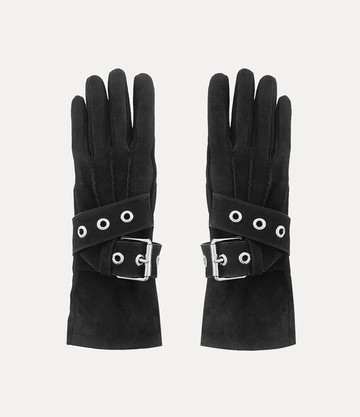 Vivienne Westwood Belt Buckle Gloves Suede Black S Women