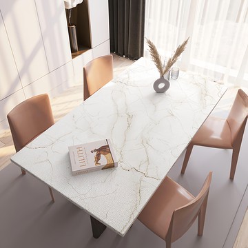 西格傢飾 大理石紋皮革桌墊 耐刮親膚防水防油 易清洗 桌面質感升級  黃絲紋理 白色  80 x 140cm  1張