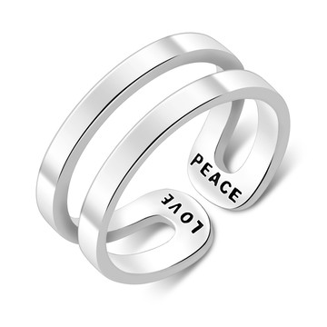 純銀戒指．U形開口戒．街頭．客製化刻字