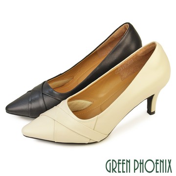 【GREEN PHOENIX 波兒德】女 高跟鞋 包鞋 尖頭 全真皮 OL面試通勤 台灣製U50-20713