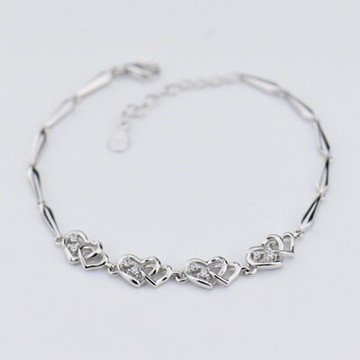 925純銀手鍊鑲鑽手環-甜美愛心優雅百搭生日情人節禮物女飾品73ly59【獨家進口】【米蘭精品】