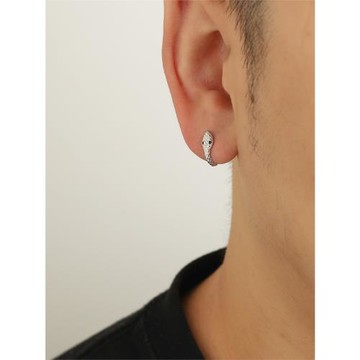 YiJian 925純銀歐美蛇形耳環男女個性街頭耳扣潮流單只輕奢學生