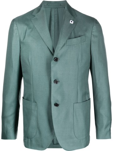 Lardini - brooch-detail single-breasted blazer - men - Cashmere/Silk/Polyester - 48 - Green