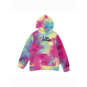 純原芭比電影周邊現貨搖粒絨彩色扎染連帽衛衣情侶款包郵