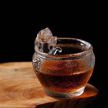 琉璃茶杯故宮御貓杯耐熱玻璃個性創意品茗杯單杯喝茶小茶杯主人杯