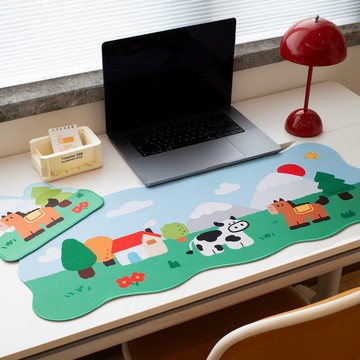 可愛農場異形布面印花鎖邊橡膠滑鼠墊