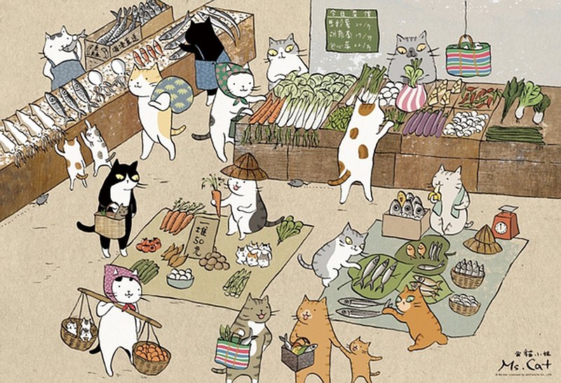 300片拼圖-菜市場(插畫家:貓小姐 Ms. Cat)