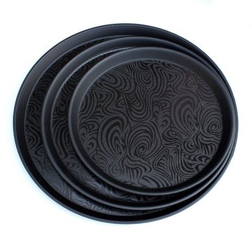 托盤黑色圓形長方形加厚防滑家用酒店飯店非鋼化塑料咖啡廳服務員