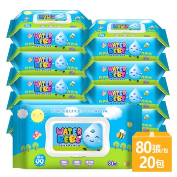 [限時搶購]水滴貝貝 純水柔濕巾80抽(附蓋) 任選2箱