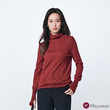KeyWear奇威名品    100%羊毛超柔軟百搭針織毛衣-紅色
