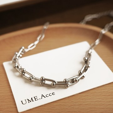 [鈦鋼.項鍊]環環相扣 拼接鍊條項鍊【UME】洗澡可戴 不退色鎖骨鏈