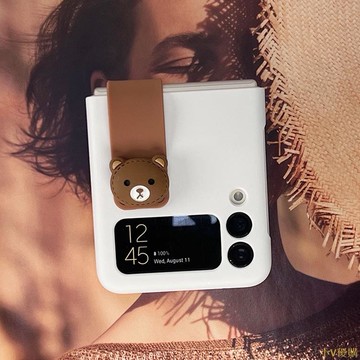 小V優購適用於三星摺疊手機殼 Samsung Galaxyip 3 ip 4 5G 可愛表情腕帶折疊手機殼