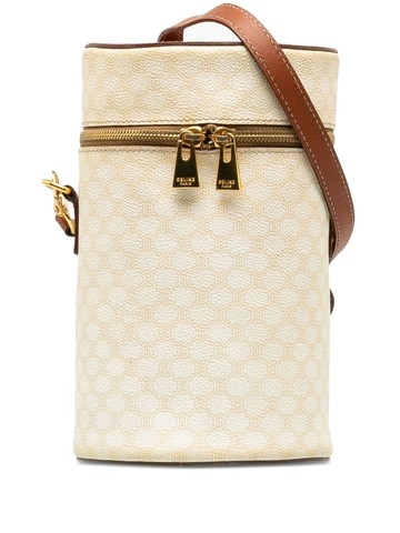 Céline Pre-Owned - Macadam barrel-shaped vanity shoulder bag - women - Fabric/Calf Leather - One Size - Brown