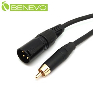 BENEVO 3米 RCA公頭轉XLR(Cannon接頭)公頭 非平衡式音訊連接線