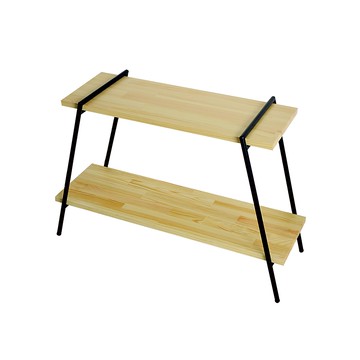 【日本COLLEND】IRON 實木鋼製雙層置物架-2色可選-淺棕